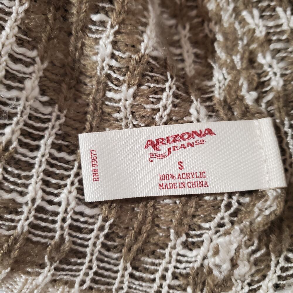 Arizona Aztec Diamond Neutral Tan Cream Open Cardigan Sweater Womens Size S - Picture 12 of 13